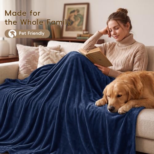 Fleece Blanket Twin 66"x90" (Navy Blue / Twin(66" X 90"))