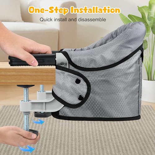 Hook On High Chair with Tray (Table Clamping Chair / Grey with Tray)
