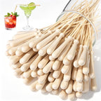 100 Pcs Baseball Bat Cocktail Picks 6.1 Inch Baseball Bat End Bamboo Cocktail Skewers Decorative Fruit Toothpicks for Sport Theme Party Supplies Fruit Sandwich Buffets (Baseball Bat)