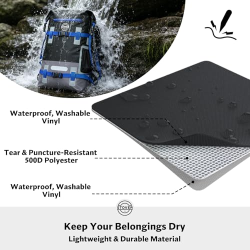 30/40/55L Waterproof Dry Backpack & Phone Case - X-Large Floating Dry Bag for Kayaking, Travel, Hiking, Fishing, Camping, Motorcycles & Beach, Heavy-Duty Roll Top Men/Women (Black/Grey/Blue) (Black/Grey/Blue / 40L)