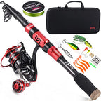 Fishing Rod and Reel Combo Set with Telescopic Fishing Pole Fishing Accessories and Carrier Bag for Saltwater Freshwater