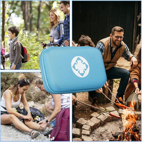 First Aid Kit 276PCS Car Home Camping Essentials Blue Emergency Kit (Blue-276pcs)