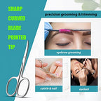 Facial Hair Small Grooming Scissors For Men Women (2PCS - With Cover / Silver)