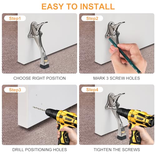 3 Packs Heavy Duty Kickdown Door Stopper (Satin Nickel / 4 inch x 3pack)