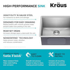 Kore 23 Inch Undermount Workstation Single Bowl 16 Gauge Deep Laundry Utility Stainless Steel Kitchen Sink with Accessories (Stainless Steel / 23 inch / Laundry Sink)