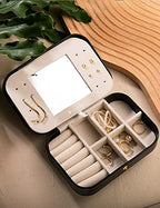 Travel Jewelry Organizer Boxes for Women Small Portable Necklace Earrings Bracelet Rings Travel Case Best Friend Birthday Gifts for Women Trendy (15_Crocodile_Black_Big)