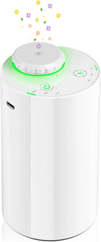 Waterless Diffuser for Essential Oil Nebulizer, 7 Colors LED Light, Battery Powered Mini Scent Air Machine, Aromatherapy Mist Diffuser for Home Room Car Office Black (White-2)