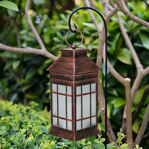 18" Solar Lanterns Outdoor Waterproof Flickering Flame Copper (Antique Copper)
