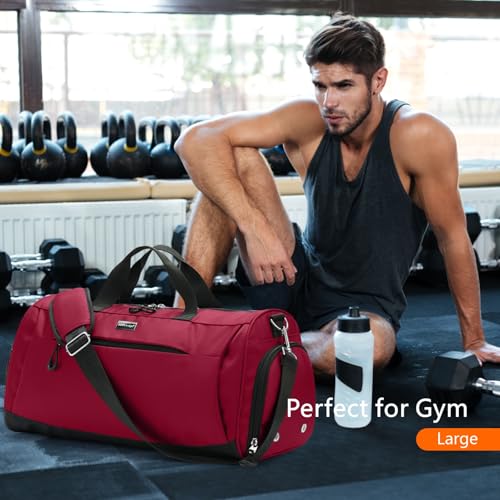 Gym Bag for Women & Men (Red / Medium - 20 x 10 x 10″)