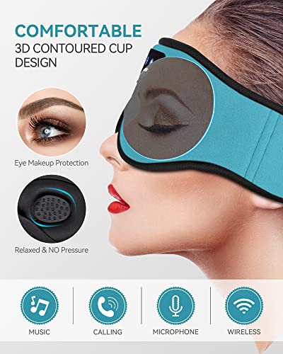 3D Sleep Headphones Bluetooth 5.4 Sleep Mask with HD Speakers (Blue)