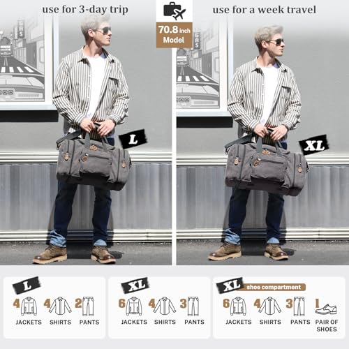 Canvas Duffle Bag (Grey / X-Large-60L (With Shoe Compartment))