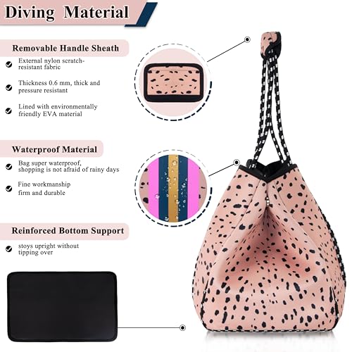 Neoprene Multipurpose Beach Bag Tote Bag (Pink 1 / Large)