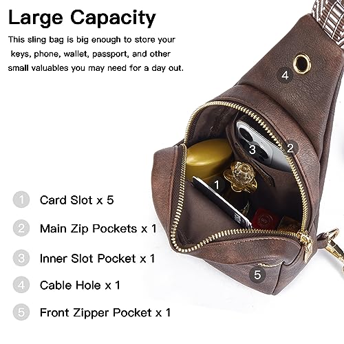 Crossbody Bags for Women PU Leather Cross Body Sling Bag for Woman Travel Coffee (2-coffee)