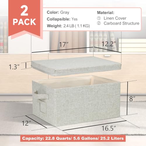 Storage Bins With Lids Closet Organizer Cabinet Box For Clothes (Light gray-green / 2 Pack)