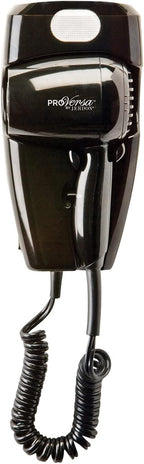 Jerdon Wall-Mount Hair Dryer - Black Hotel Style Hair Dryer with 32" Power Cord - JWM8CB