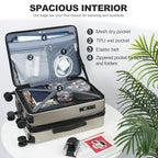 20 Inch Airline Approved Carry On Luggage (Champagne)