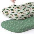 Stretch Fitted Bassinet Sheet Set BROLEX 2 Pack Cradle Sheets for Bassinet Pad (Sika Deer Foliage / 32x16 Inch)