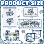 10 Pcs Chinoiserie Blue White Hydrangea Kitchen Decor Set (Blue, White / Hydrangea)