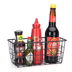 3 Set LeleCAT Adhesive Over the Cabinet Door Wire Baskets for Organizing for Kitchen Food Pantry Bathroom Shelf Storage No Drilling Wall Mounted (Black / 3 PACK)