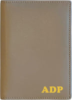Personalized Monogrammed Taupe Leather RFID Passport Wallet by 123CheapChecks