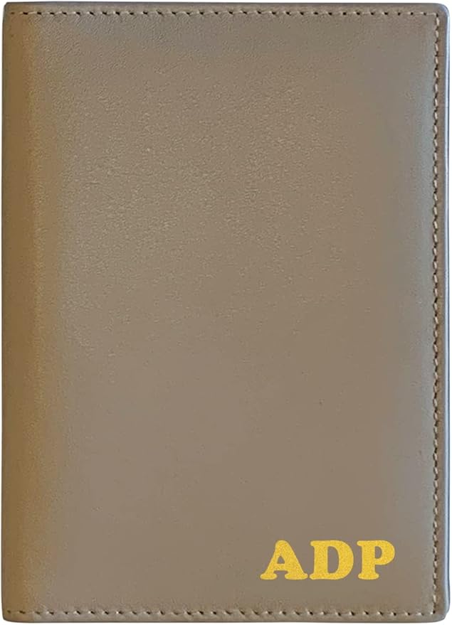 Personalized Monogrammed Taupe Leather RFID Passport Wallet by 123CheapChecks