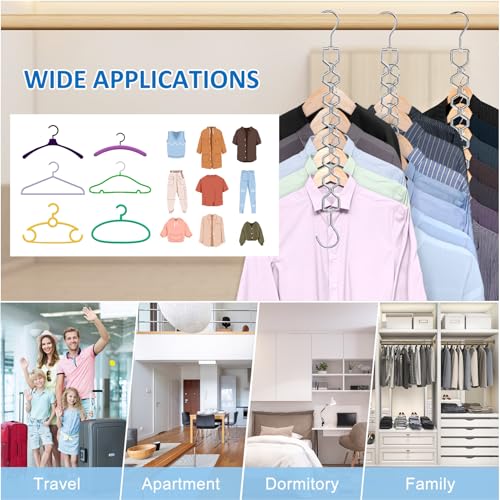 Space Saving Hangers for Clothes 6 Pack Sturdy Metal Hangers Heavy Duty (6 Pack / Silver)