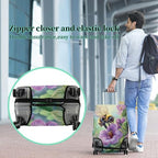 Luggage Cover + Tag (Bee Purple Flowers / M)