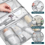 Hanging Toiletry Bag for Women Men Foldable Travel Organizer (Heather Grey)