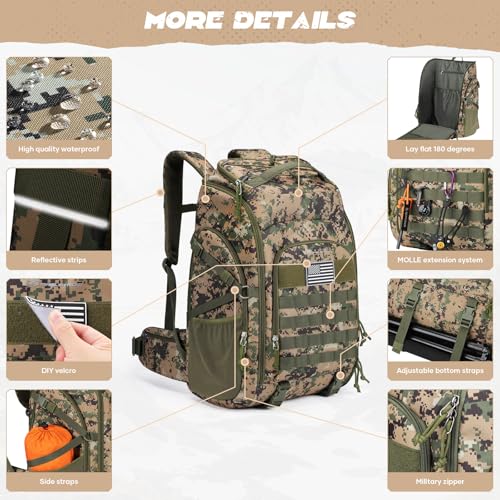 Tactical Backpack for Men (40L / D.camouflage Green)