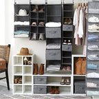 10 Pocket Double Hang Canvas Shoe Organizer Side‑by‑Side Hanging Storage (Gray)