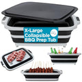 18L Collapsible BBQ Prep Tub with Lid (Black / 22"L x 16"W x 7.1H")