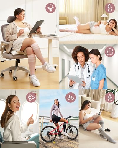 Compression Socks for Women Wide Calf (X-Large / Black/Pink)