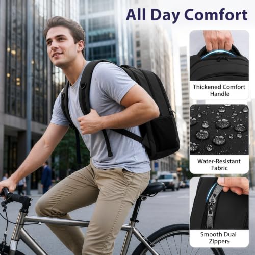 Laptop Backpack for Work (Black Green / 17 Inch)