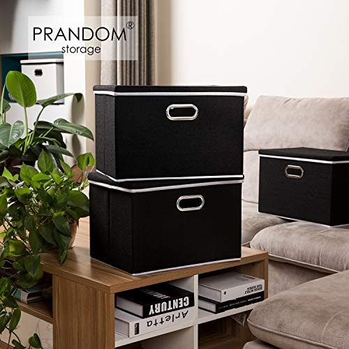 Extra Large Collapsible Storage Bins with Lids [3 (Black / XXL (3-Pack))