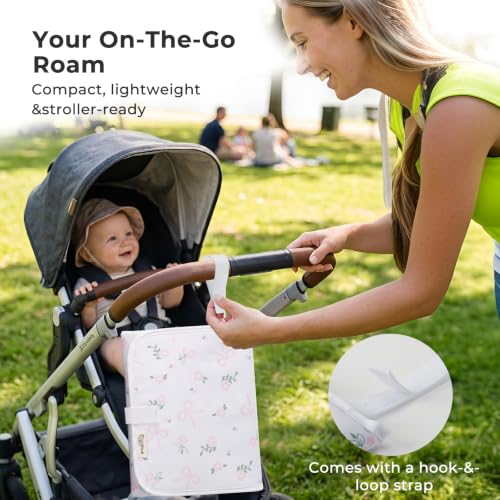 Portable Changing Pad (White-Flowers)