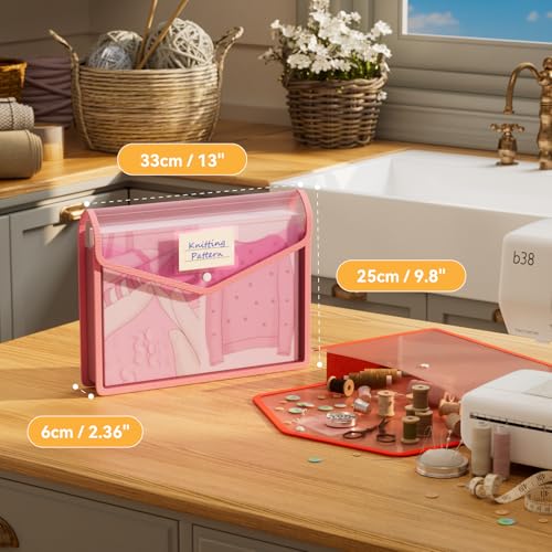 6 Pack Plastic File Folders (6 Pack Red+orange+pink)