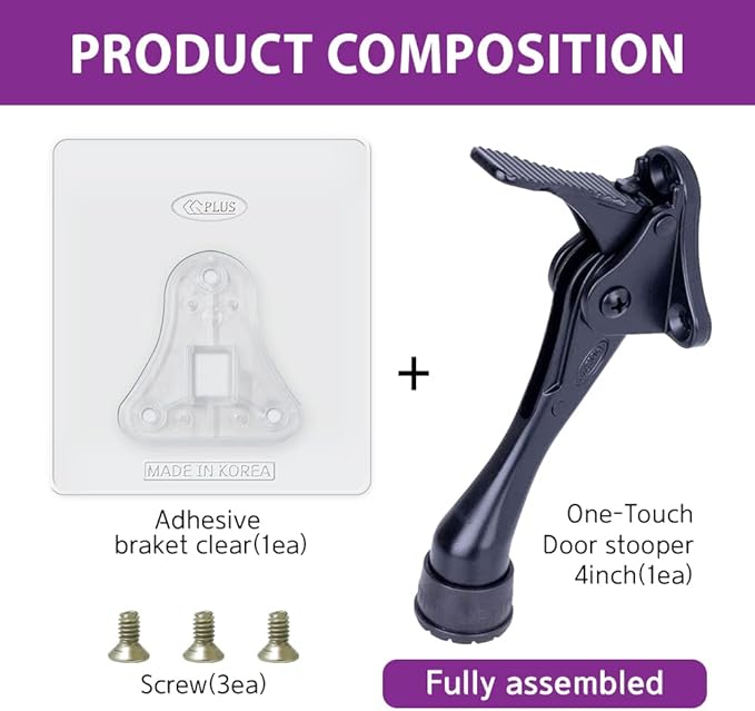 Door Stopper with Adhesive Bracket Stickers, No Drilling or Tools Needed - Image 3