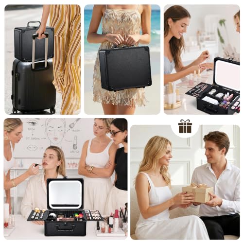 Makeup Bag with LED Mirror (Black)