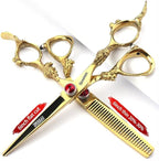 6 inch /7 inch salon professional salon scissors salon hairdresser hair cutting hairstyle pruning tools Japan 440c high hardness stainless steel golden (6 inch 3pc)