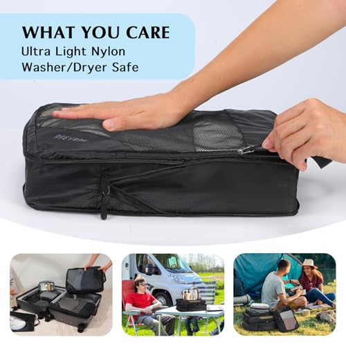 Compression Packing Cubes for Travel (Mesh/Black / 7 Set)