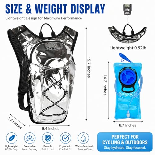 Rave Hydration Backpack with 2L Water Bladder (Silver / 2L Bladder)
