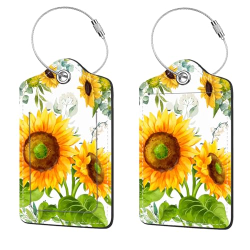 2 Pcs Luggage Tags for Suitcases (Sunflower)