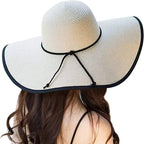 DRESHOW Beach Hats for Women Big Straw Wide Brim Summer Hat Floppy Foldable - Image 8