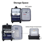 24 Inch Softside Expandable Checked Luggage with 4 Spinner Wheels (Black / 24 Inch)