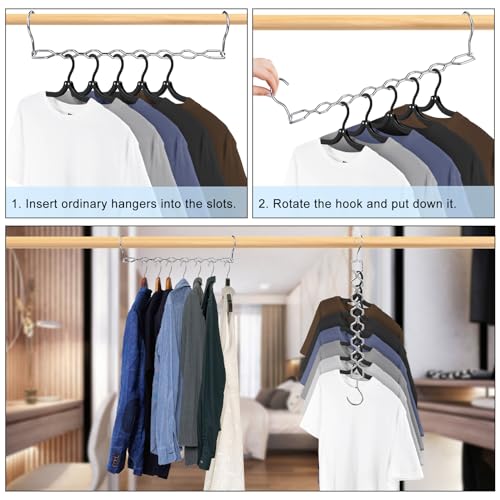Space Saving Hangers for Clothes 6 Pack Sturdy Metal Hangers Heavy Duty (6 Pack / Silver)