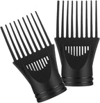 2 Pcs Black Hair Dryer Comb, Hair Styling Nozzle Tool for Straightening Detangling Fine Curly Natural Appliances, Plastic Nozzle Hairdryer Blow Comb Attachment