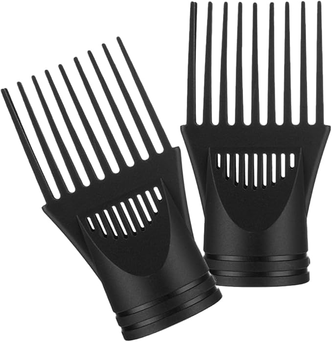 2 Pcs Black Hair Dryer Comb, Hair Styling Nozzle Tool for Straightening Detangling Fine Curly Natural Appliances, Plastic Nozzle Hairdryer Blow Comb Attachment