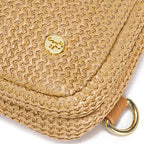 Faux Straw Crossbody Bags for Women Small RFID Summer Sling Bag (Pure Khaki Thin)