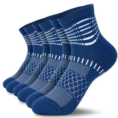 Ankle Compression Socks Women Men Plantar Fasciitis Relief 3 Pairs (Small / Dark Blue(3 Pairs))
