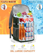 Cooler Backpack Insulated Leak Proof for Women Men Soft Cooler Bag (36 Cans / Leather Green)